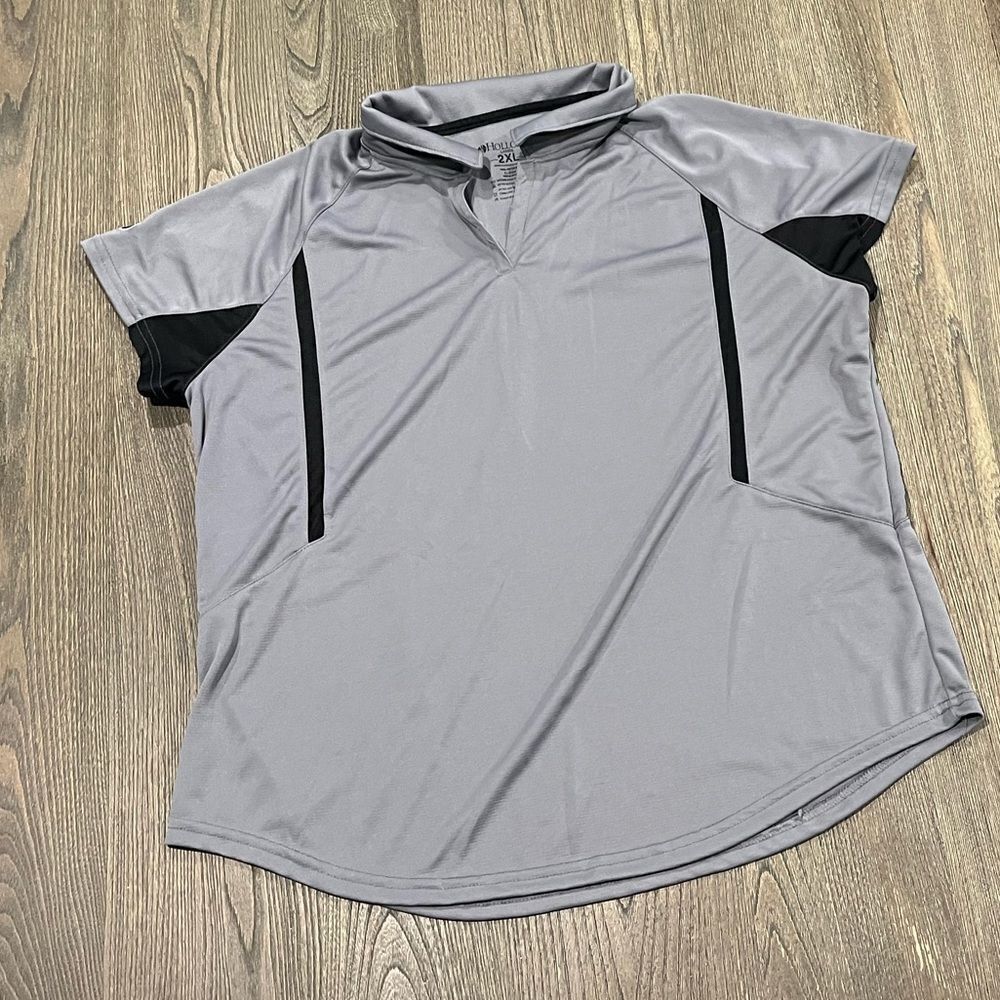 Holloway Womens Gray Raglan Short Sleeve Athletic Top Size 2XL